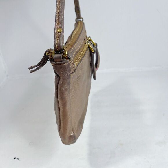 Fossil Erin Copper Metallic Leather Crossbody Bag Purse - Picture 3 of 12